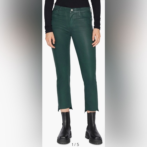 Frame Le High Waist Coated Step Hem Ankle Straight Leg Jeans, Pine - 28 - Picture 2 of 12